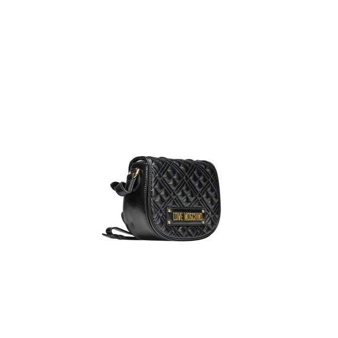 Black Polyethylene Women Crossbody Bag