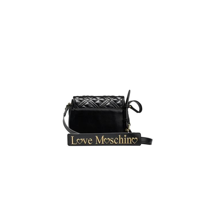 Black Polyethylene Women Crossbody Bag