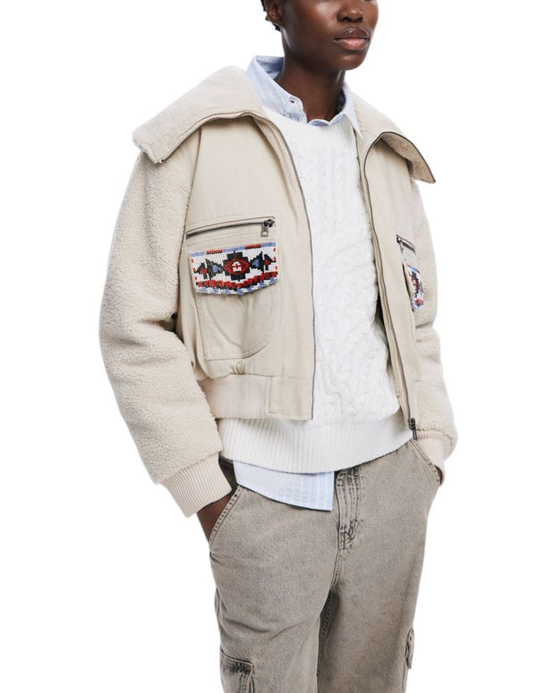 Beige Cotton Jackets & Coat
