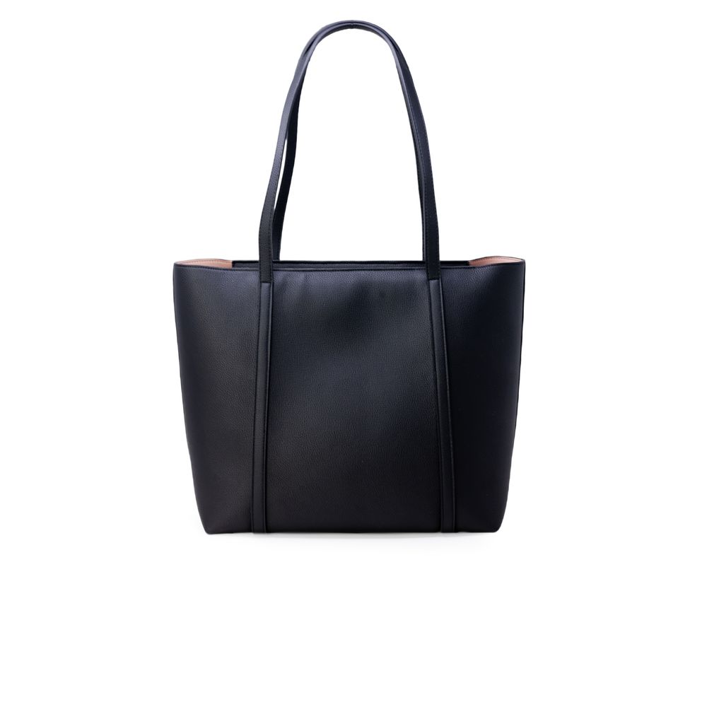 Black Synthetic Leather Handbag