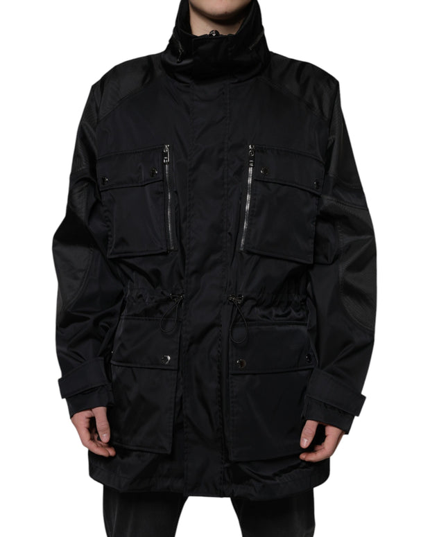 Black Nylon Winter Men Parka Coat Jacket
