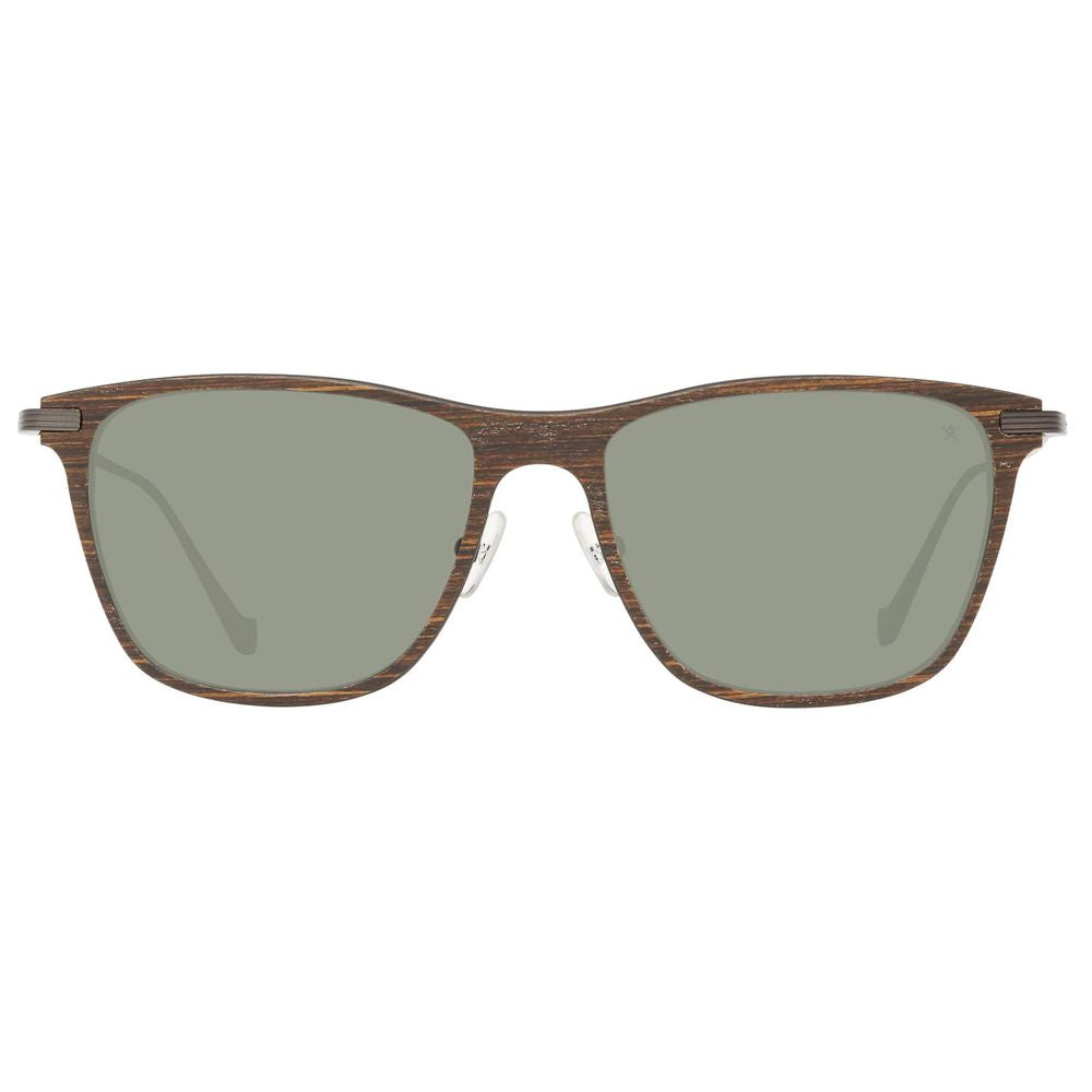 Brown Wood And Metal Sunglasses