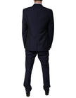 Dark Blue Wool 3 Piece Slim Fit Formal Suit