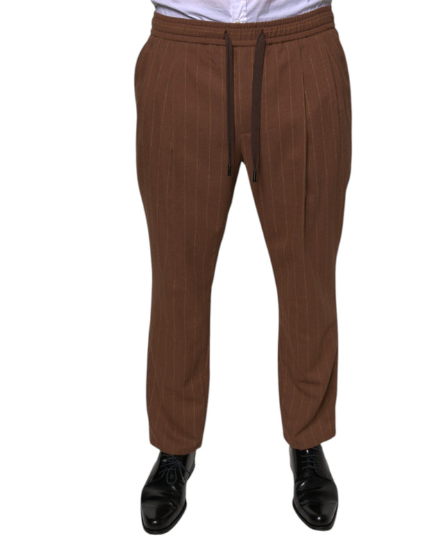 Brown Stripes Skinny Men Dress Pants