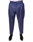 Blue Wool Tapered Formal Dress Pants