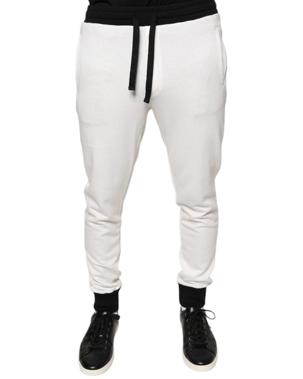 White Cotton Slim Men Jogger Sweatpants Pants
