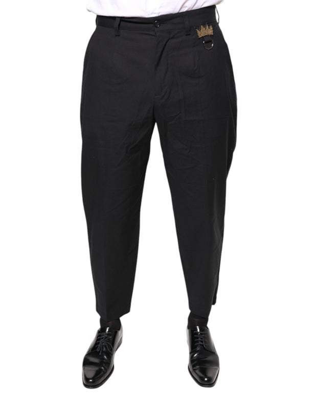 Black Crown Cotton Dress Pants