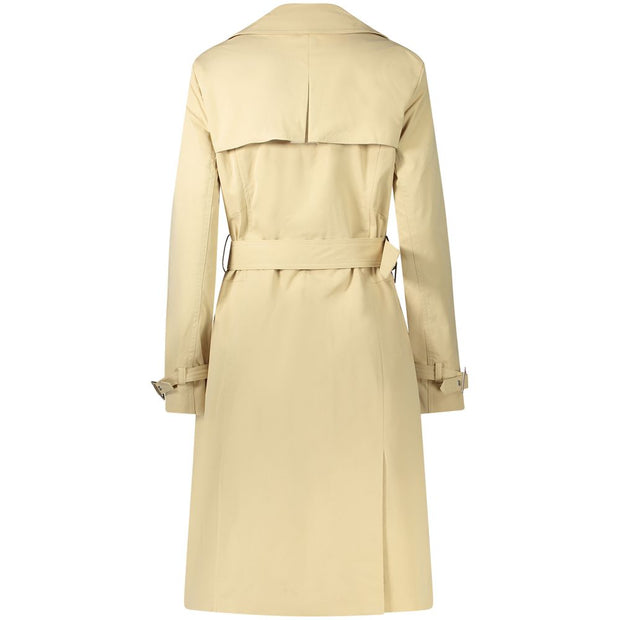 Beige Polyester Women Coat