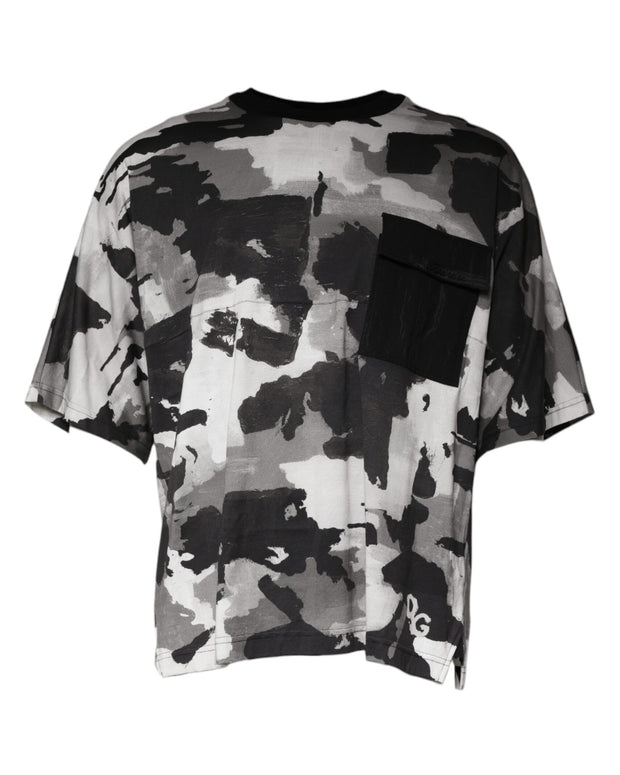 Multicolor Camouflage Cotton Crewneck T-shirt