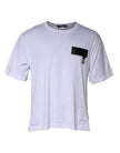 White Logo Patch Cotton Crew Neck T-shirt