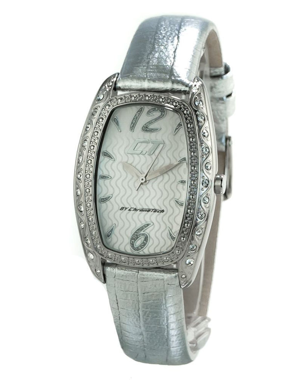 Silver Leather Dress Watch
