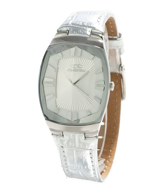Silver Leather Dress Watch