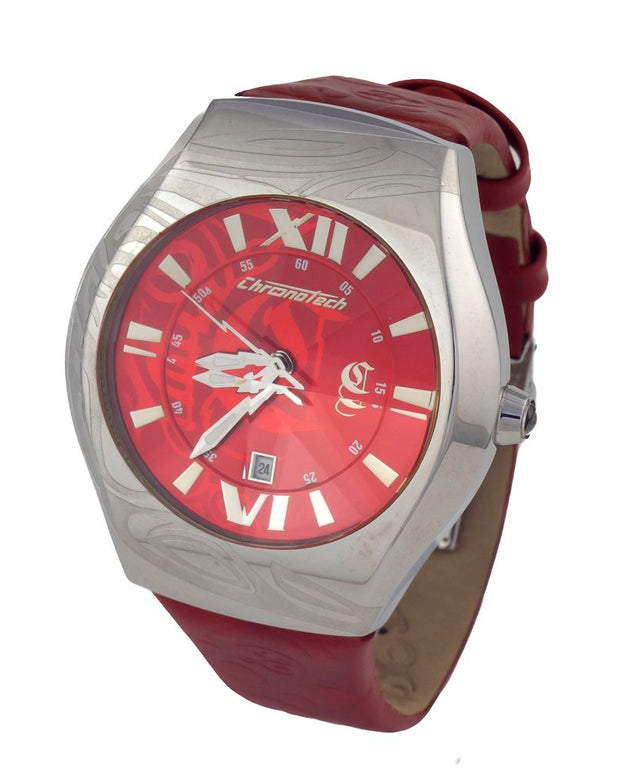 Red Leather Dress Watch