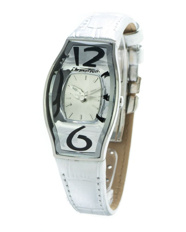 Silver Leather Dress Watch
