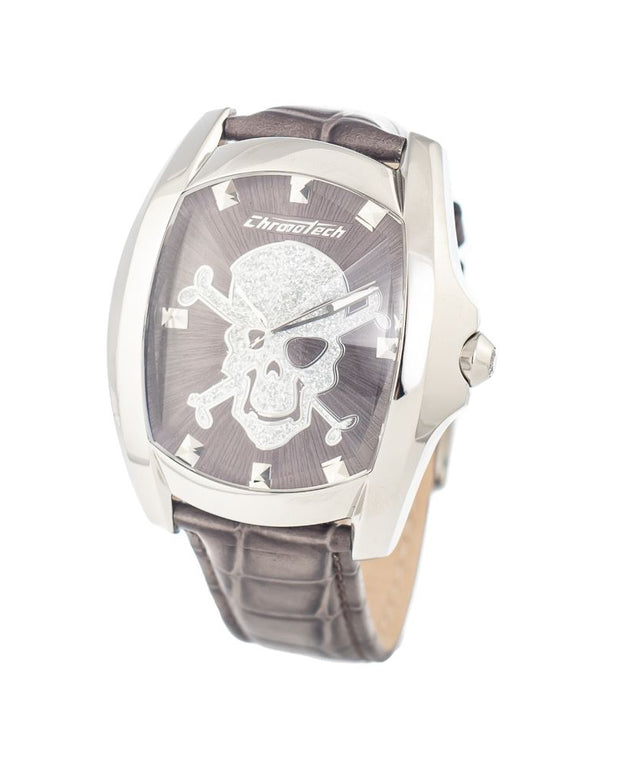 Gray Leather Dress Watch