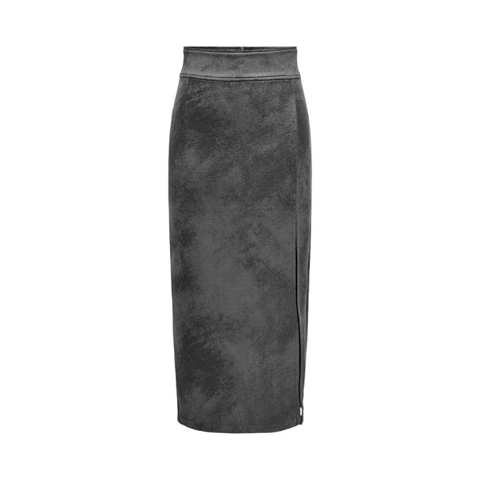 Gray Synthetic Leather Skirt