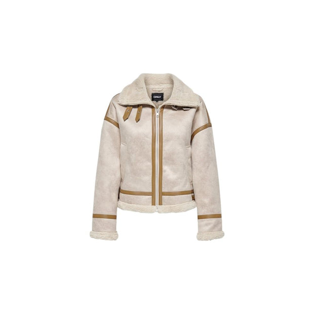 Beige Polyester Jackets & Coat