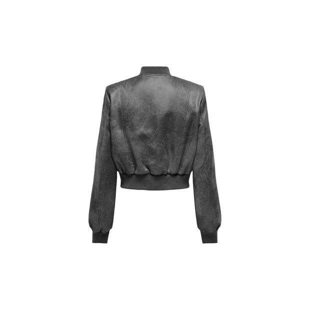 Gray Synthetic Leather Jackets & Coat