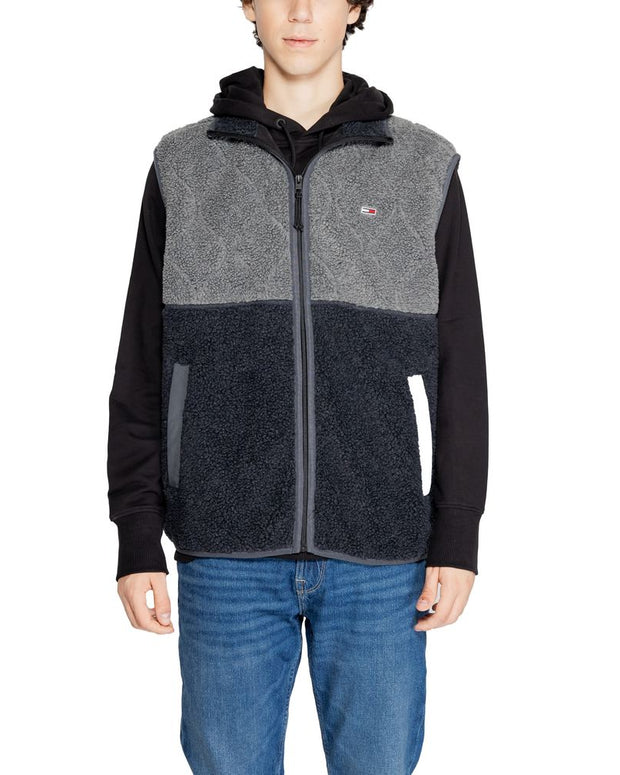 Black Recycled Polyester Sleveless Jacket