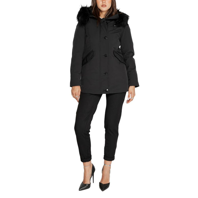 Black Polyester Jackets & Coat