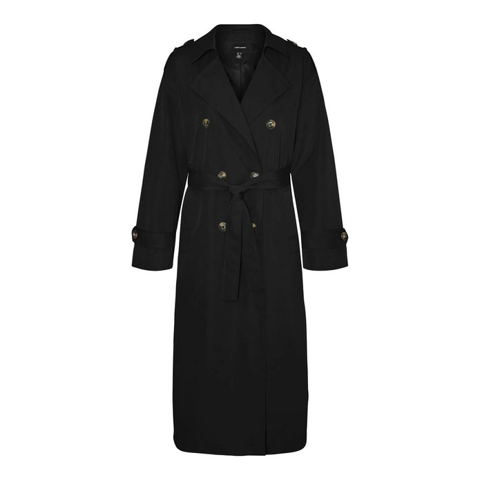 Black Polyester Trench Coat