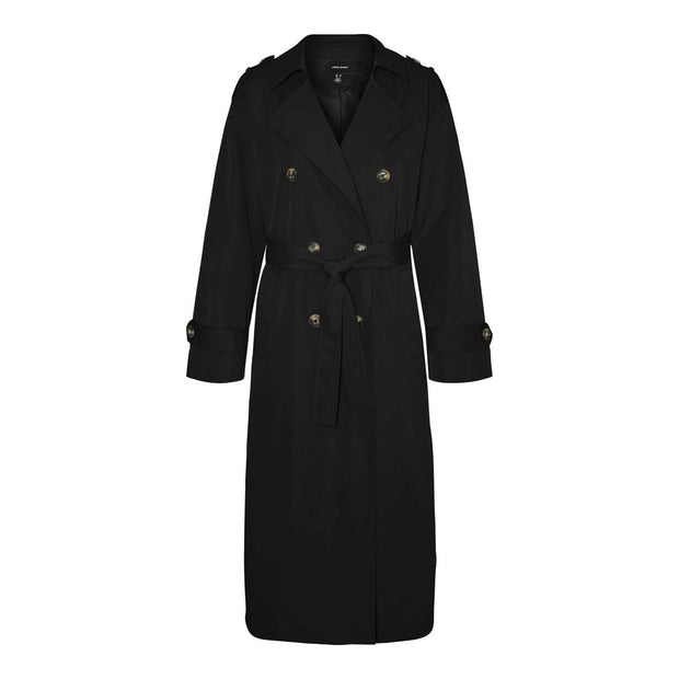 Black Polyester Trench Coat