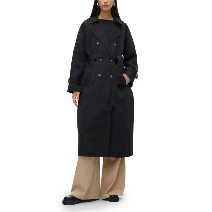 Black Polyester Trench Coat