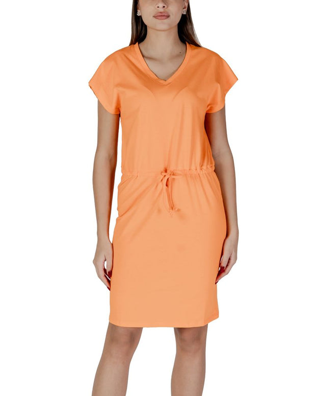 Orange Cotton Midi Dress