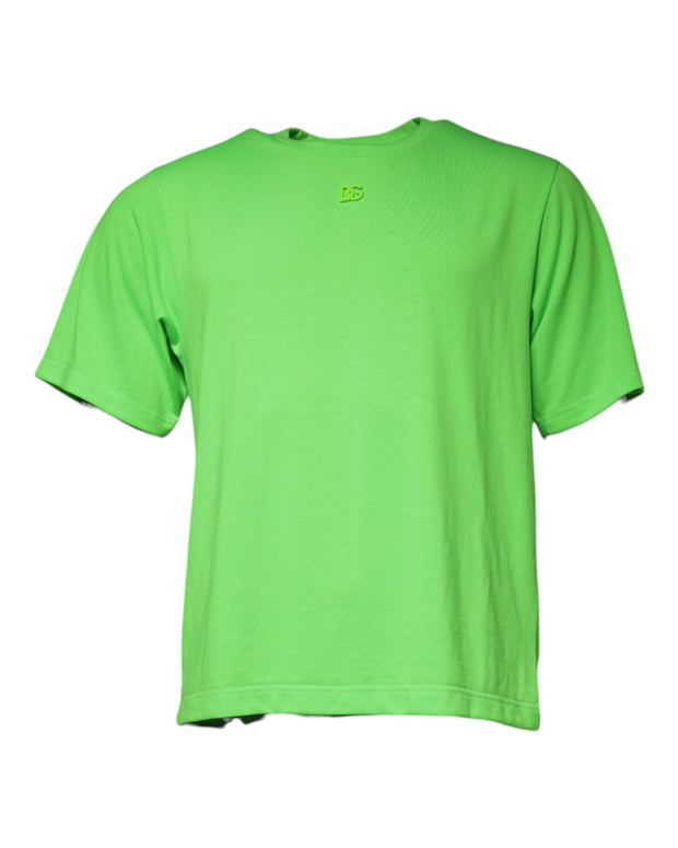 Green Logo Round Neck Short Sleeves T-shirt
