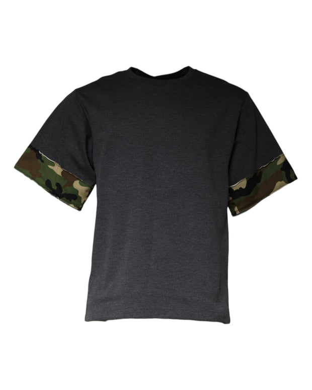 Dark Gray Camouflage Crew Neck T-shirt