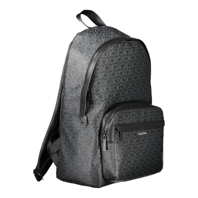 Black Polyester Men Backpack