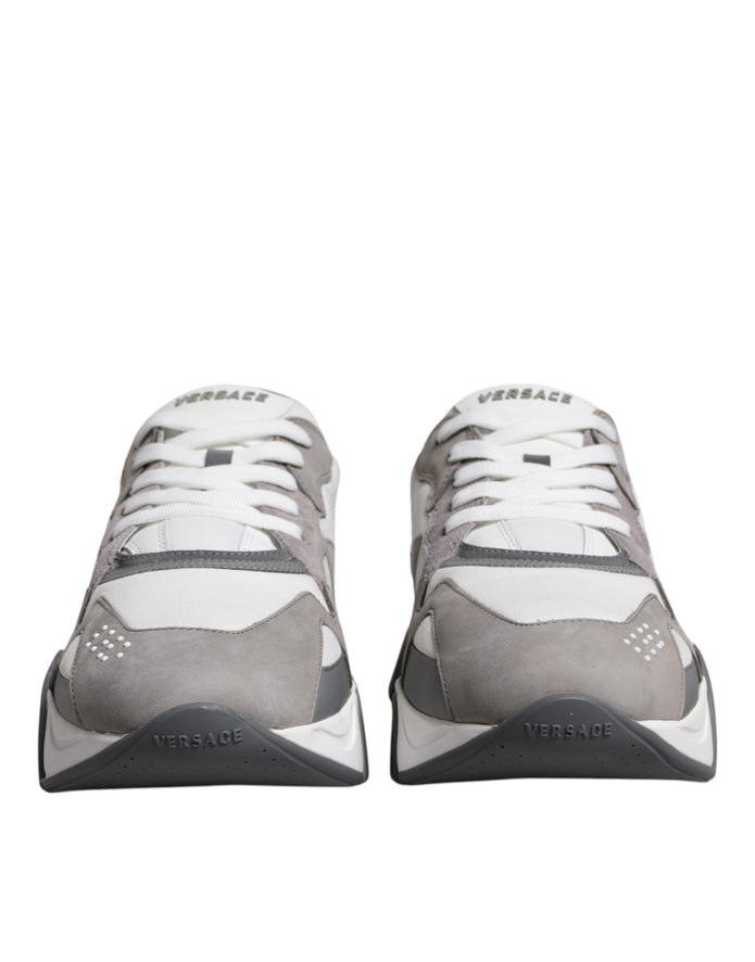 Grey Leather Neoprene Chunky Low Top Squalo Sneakers Shoes