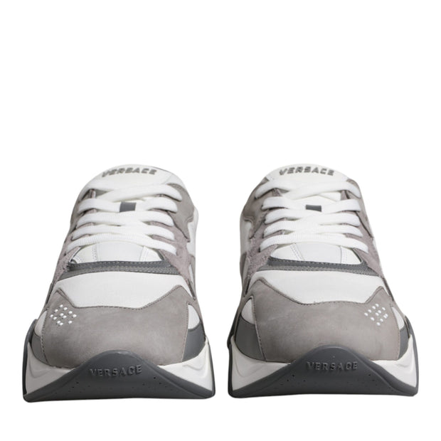 Grey Leather Neoprene Chunky Low Top Squalo Sneakers Shoes