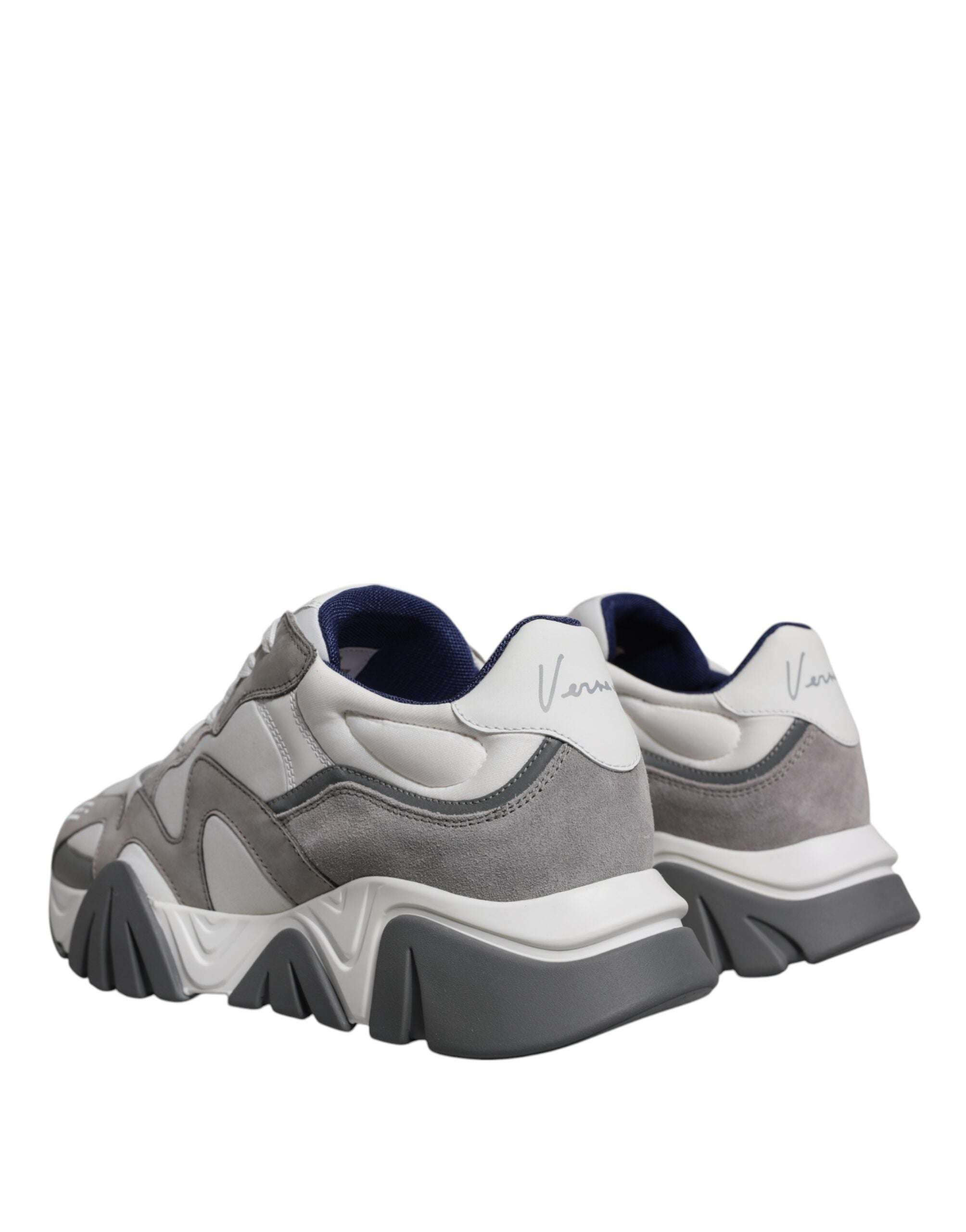 Grey Leather Neoprene Chunky Low Top Squalo Sneakers Shoes