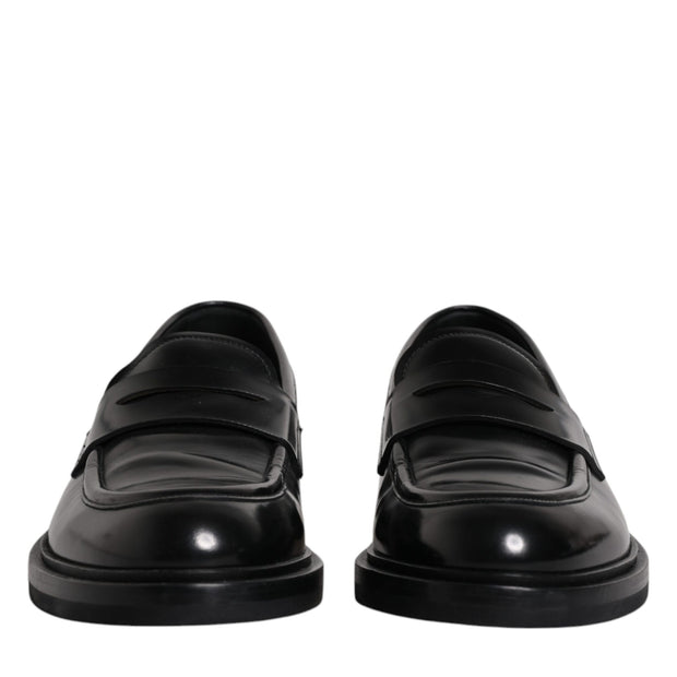 Black Leather Mocassin Formal Dress Shoes