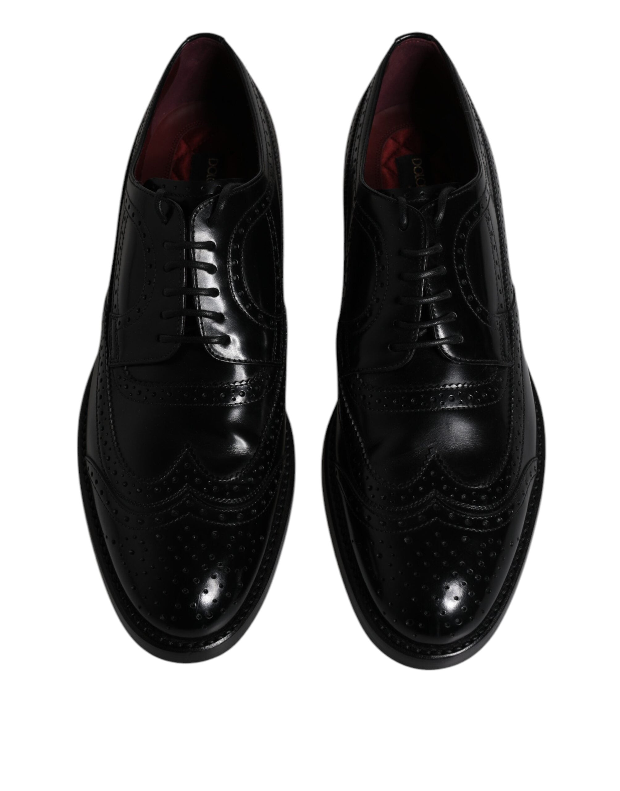 Black Leather Derby Wingtip Formal Shoes