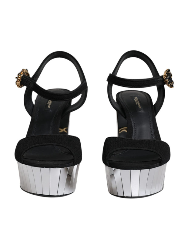 Black Mirror Heels Platform Sandals Shoes