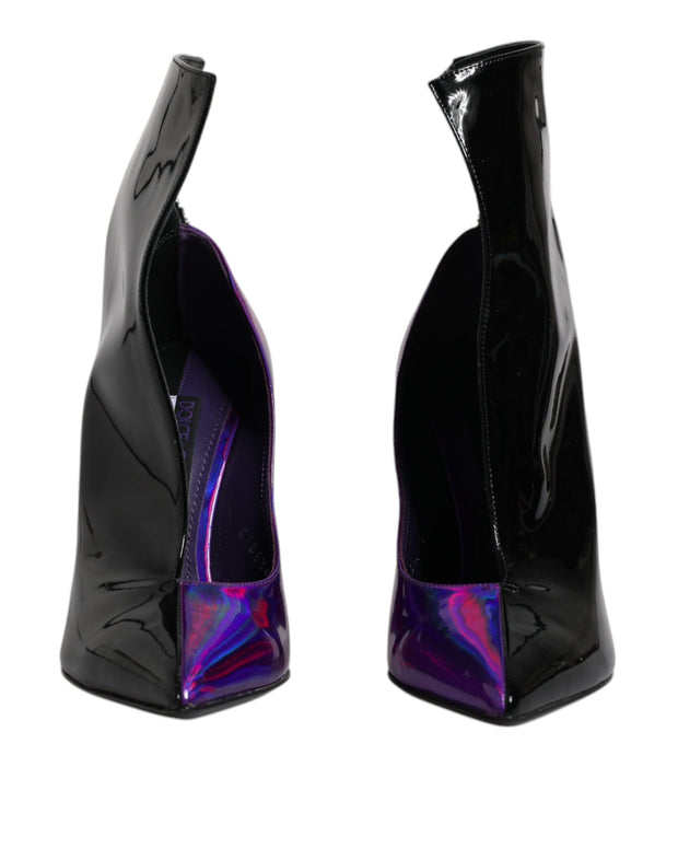 Purple Black Pointed Ankle Boots Shoes