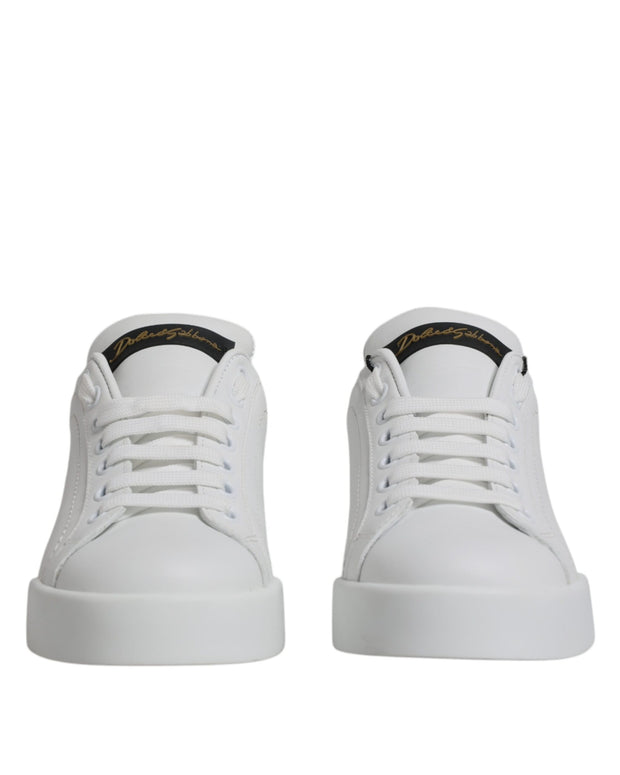 White Leather Classic Low Top Sneakers Shoes