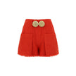 2 Pkts Btn Escargot Belted Tweed Shorts