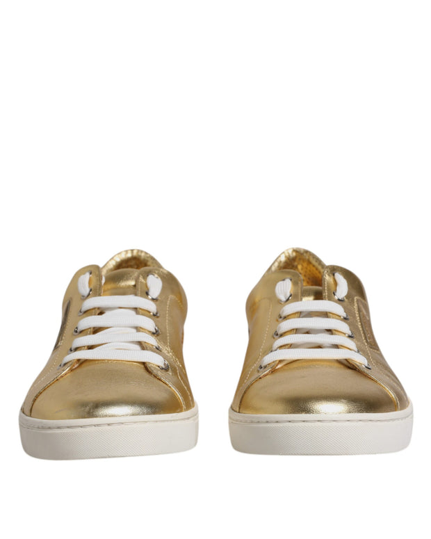 Gold Leather Logo London Men Sneakers Shoes