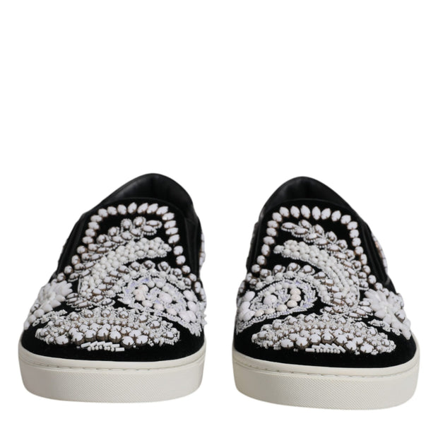 Black Embellished London Men Slip On Shoes