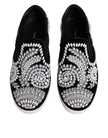 Black Embellished London Men Slip On Shoes