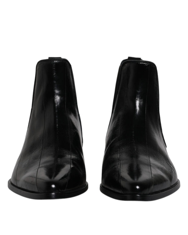 Black Leather Chelsea Men Ankle Boots Shoes