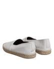 White Calfskin Leather Men Espadrilles Shoes