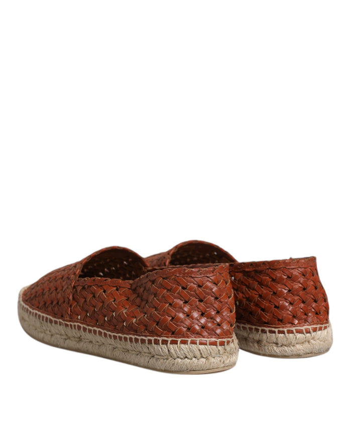 Maroon Woven Leather Men Espadrille Shoes