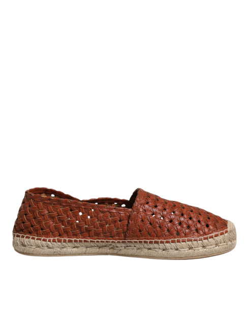 Maroon Woven Leather Men Espadrille Shoes