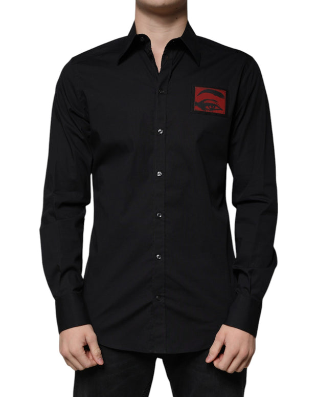 Black Eye Patch Long Sleeve GOLD Dress Shirt