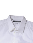 White Cotton Logo Formal Men GOLD Dress Shirt
