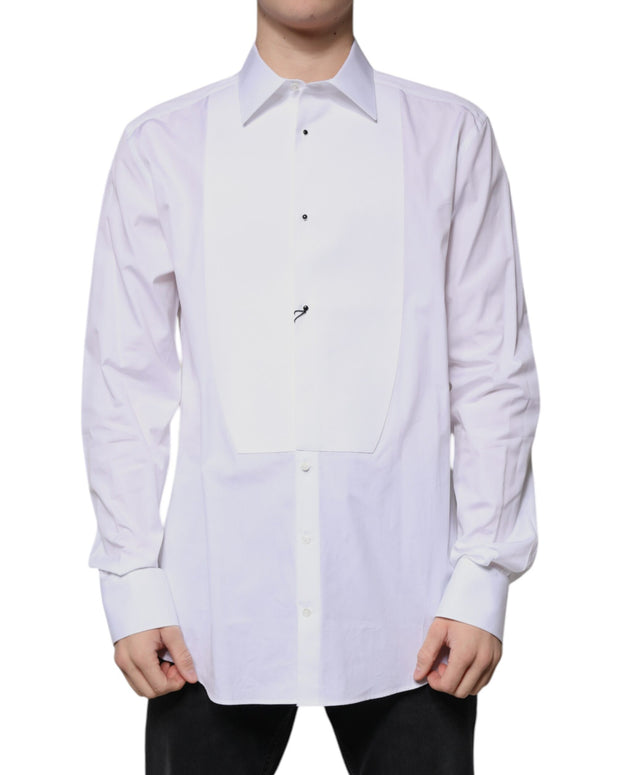 White Bib Cotton Poplin GOLD Formal Shirt